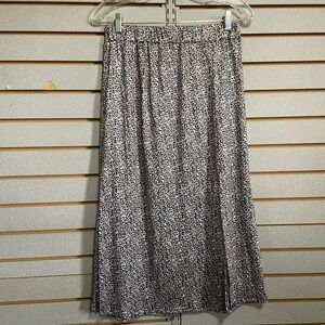 Leopard Print Midi Skirt with Side Slit Elastic‎ Waist Women's NEW Large